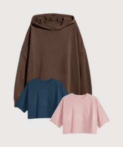 HOODIE OVERSIZE FRISADO + REMERA CROP X 2