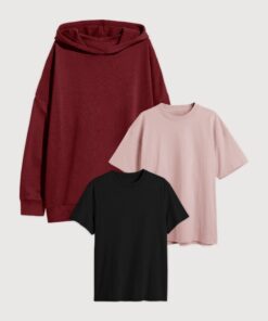 HOODIE OVERSIZE FRISADO + REMERA REGULAR FIT + REMERA OVERSIZE