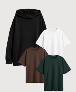 HOODIE OVERSIZE FRISADO + REMERA OVERSIZE X 3