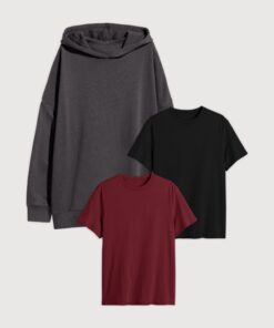 HOODIE OVERSIZE FRISADO + REMERA REGULAR FIT X 2